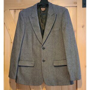Michael Kors Mens 44R Gray Herringbone Blazer Suit Jacket 2 Button Cotton